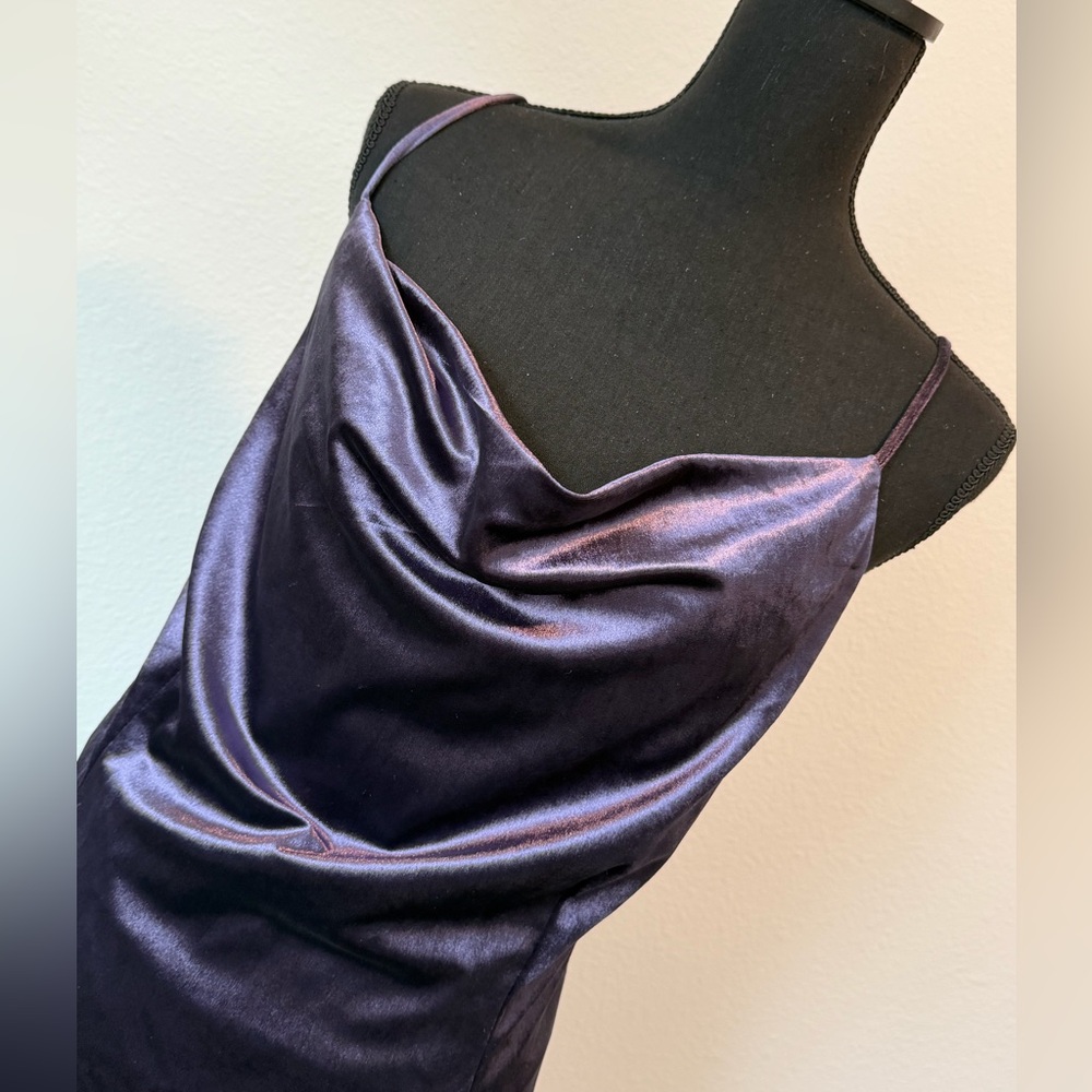Mystree Deep Purple Satin Midi Dress - Picture 3 of 7